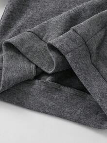 SHEIN Little Byeori Young Boys' Casual Korean Style Loose Fit Fleece Crew Neck Sweatshirt, Suitable For Commuting, School, Daily Casual Wear, Sports, Autumn/Winter - Grey - View 6