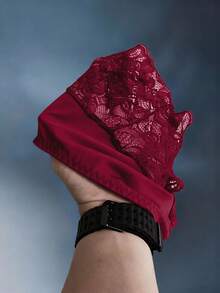 EmpressEnvy 1件加大码纯色蕾丝拼接性感优雅丁字裤