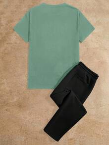 HIMLAND 男士椰子树印花T恤和裤子套装 - 彩色 - 查看 2