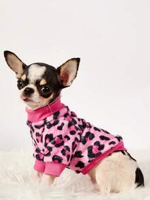 PETSIN 1 Leopard Print Flannel Pet , Thick And Warm Pink Flannel Pet Clothing - Pink - View 4