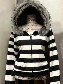Glimmora Women's Popular Cropped Sweatshirt Jacket - Multicolor - View 4