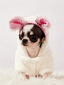 PETSIN 1件白色可爱熊毛绒宠物夹克秋冬季加厚宠物毛绒保暖家居宠物衣服 - 白色 - 查看 7