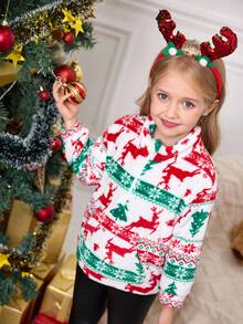 SHEIN Young Girls Christmas Print Pullover Girls Christmas Clothing Kids Christmas Sweater Kids Christmas Pajamas, Christmas Sweatshirt, Autumn/Winter, Christmas Tree, Santa Claus, Reindeer, Snowflake Fleece Long Sleeve Jacket Kids Christmas Sweater Kids Christmas Pajamas Girls Christmas Sweater Kids Winter Sweater Christmas Fleece Pullover Holiday Sweater Kids Christmas Pullover Christmas Sweater For Kids Christmas Fleece Top Christmas Reindeer Sweater Girls Christmas Pullover Little Girls Sweater - Red and White - View 8