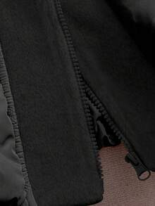 Franclia Abrigo acolchado con capucha corto de mujer de uso diario versátil y casual con parches gruesos, otoño/invierno - Negro - Ver 3