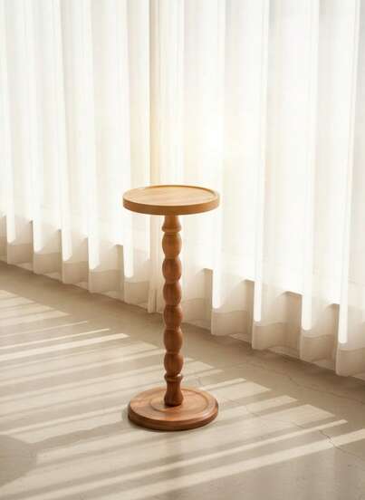 Cirelle New Moderne Round Wooden Side Tafel Versatile Mini Various Spaces, Movable Furniture, Solid Wood Legs, Applicable Living Room, Bedroom, Corner, Office, Bar Counter, Home s, Coffee Corner Bureau (Natural Material)