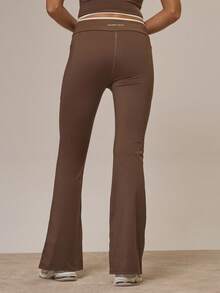 Musera Sport Pantaloni de yoga evazați, cu corp contrastant, doar în partea de jos, sporturi active, antrenament, drăguț vârtej de scorțișoară - Multicolor - Vizualizare 4