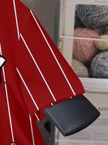 TOM & JERRY X SHEIN Tween Boy's Casual Striped Contrast Cartoon Graphic Round Neck Short Sleeve T-Shirt, Summer