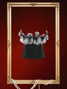 Áo ba lỗ bó sát viền bèo nhún màu đen dành cho nữ - màu đen - Xem 2