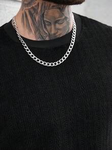 Manfinity CasualCool 男士纯色简约休闲圆领长袖套头卫衣 - 黑色 - 查看 4