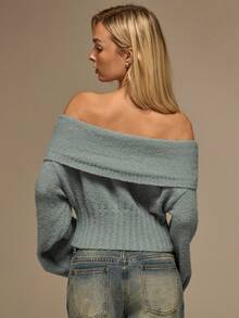 Glamine Fashionable Versatile High-Quality Women Sweater, Elegant Collar Knitted Pullover For Autumn/Winter - Grey - View 4