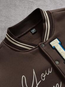 PAVTROS Men's Patchwork Baseball Jacket Custom Jacket Graphic Jackets Letter Men Jacket Designer Jacket - Khaki - View 4