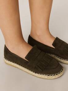 Styleloop Women's Casual Flat Slip-On Shoes With Tassel Design, For Daily Wear - Dark Green - View 4