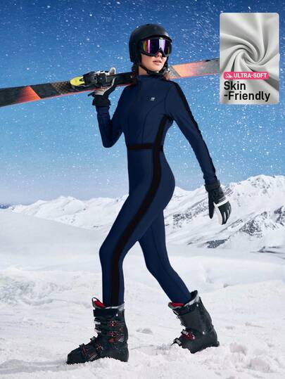 In My Nature 女士撞色长袖修身连体裤