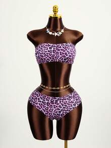 Zestiva 2025 女士性感豹纹抹胸比基尼套装，夏季 - 彩色 - 查看 5