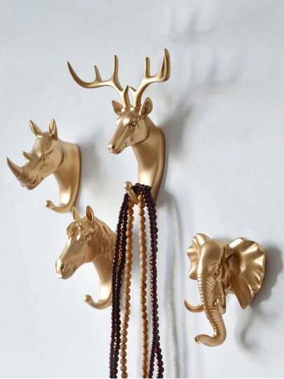 1개 ABS 플라스틱 후크 창의적인 동물 머리 벽걸이 장식 후크 가정용 보관 (최대 하중 용량 2kg)