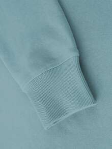 INAWLY Women's Casual Floral Slogan Embroidered Crew Neck Sweatshirt, Autumn/Winter - Blue - View 4