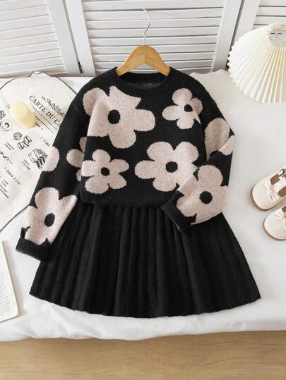 New Fashion Versatile Minimalist Commuter Girls Pullover Sweater & Skirt Set Black And White Sweater For Girls Girls Autumn Dress Girls Winter Dress Girls Long Sleeve Dress Kids Sweater Dress Girls Dress Winter Long Sleeve Kids Dress Girls Spring Autumn French Style Dress Pleated Skirt Set Girl Spring Outfit Girls Lounge Set Two Piece Set Teen Girl Skirt And Sweater Set Kid Skirt Two Piece Set For Kids Girl Clothes Skirt Set Girls Spring Autumn French Style Dress Girls Spring Autumn Suit Long Sleeve Girls Dress Dress Kids Girl Girl Knit Set Girls Sweater Skirt Set Girl Clothes Autumn And Winter Clothes Tween Matching Set Knit Flower 2 Piece Set Girls Floral Outfit Girls Black Sweater Dress Girls Autumn Winter Dress Girls Black Flower Sweater Dress