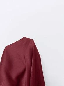 INAWLY Áo cánh tay loe buộc nơ màu trơn thanh lịch dành cho nữ khi đi làm - Màu Đỏ Sâu - Xem 5