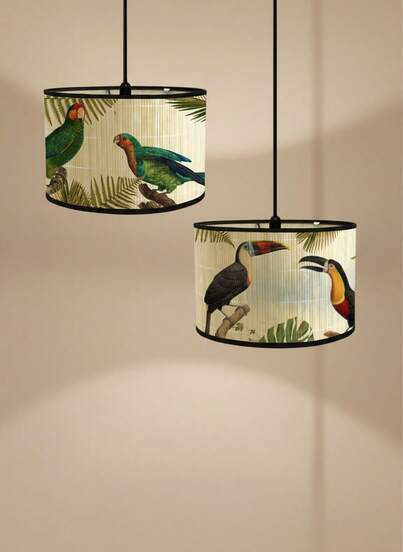 Cirelle 1 PIEZA Pantalla de lámpara de bambú, solo pantalla sin luz, pantalla de lámpara colgante de bambú con estampado vintage de flores y pájaros, pantalla de lámpara de techo de bambú, decoración interior, decoración del comedor, decoración de la sala de estar, regalo, regalo de Año Nuevo, regalo para amigos, decoración navideña, artesanía de bambú, pantalla de lámpara de bambú, decoración del hogar, decoración de la habitación, decoración de pared