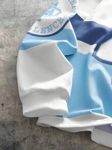 EASEVO Áo polo dài tay dệt kim phối màu dáng rộng dành cho nam cỡ lớn, in số. - Nhiều màu - Xem 5