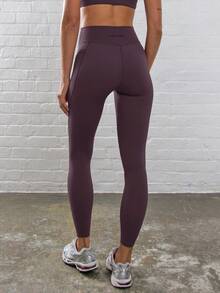 Musera Sport 腰部缝线细节修身运动紧身裤 健身跑步健身房日常健身冬季瑜伽普拉提健身日常休闲 - 紫色 - 查看 4