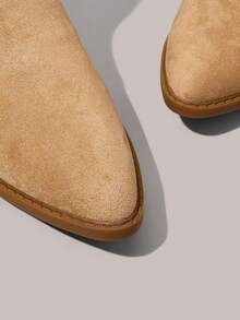 Styleloop 女士复古西部风厚底过膝长靴 - 杏色 - 查看 4