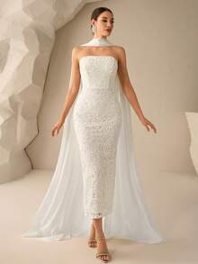 Coutiva Luxury Evening Gown, High-End Formal Dress, Elegant Sophisticated Lady Style - Apricot - View 4