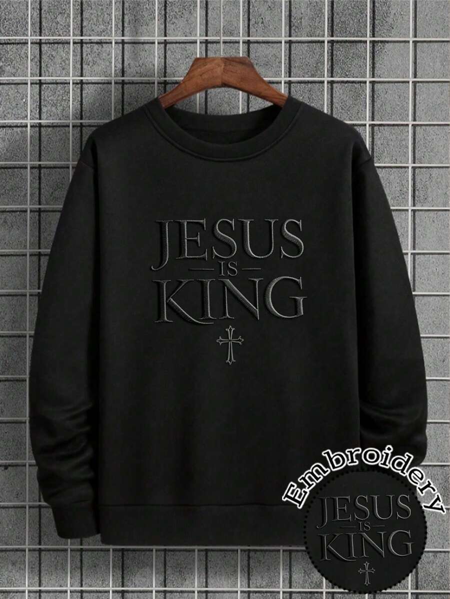 Manfinity Dauomo 男士秋冬休闲字母刺绣长袖圆领卫衣