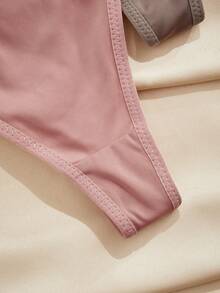 Charlaine 3pcs Women's Minimalist Solid Color Sexy Thong Panties - Multicolor - View 4