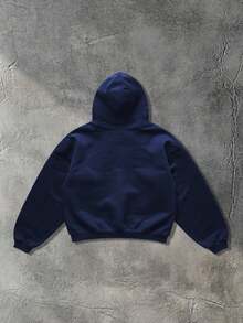 ROMWE MEN Street Life Áo hoodie nam dài tay họa tiết mạng nhện kim cương lấp lánh, phong cách thường ngày mùa xuân/đông, kiểu dáng Y2K, thích hợp mặc trong mùa thu/đông. - Màu xanh lam - Xem 2