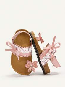 Cozy Pixies Fashionable & Cute Butterfly Open Toe Casual Flat Sandals For Toddler Girls - Pink - View 1