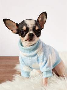 PETSIN 1件白色云朵法兰绒宠物服，厚实保暖的蓝色法兰绒宠物服装 - 藍色 - 查看 5