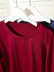 2 Sets Boy Pajamas, New Style Teenage Boys Round Neck Long Sleeve Burgundy And Navy Tops With Yellow, White And Red Plaid, And Navy Loose Casual Long Pants, Stretchy Knit Fabric, Machine Washable, Comfortable Fit, Family Matching Outfits (2 Sets Sold Separately) Unisex Long Pajama Sets - Light Grey - View 3