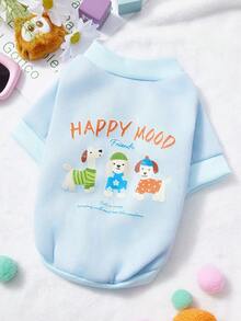 PETSIN 一件三件装小型犬字母印花宠物服，浅蓝色加厚保暖宠物服装 - 淺藍色 - 查看 1