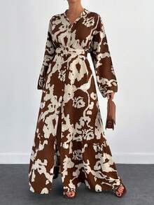 EURMUSE Áo thun in đơn sắc cỡ lớn làm từ vải dệt kèm phụ kiện thắt lưng - Nhiều màu - Xem 3