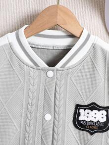 Chaqueta de béisbol casual de niña con contraste de color y flores 3D, primavera/otoño - Multicolor - Ver 6