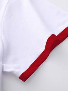 Resyla 女士撞色蝴蝶印花短袖圆领T恤，夏季 - 黑色 - 查看 4