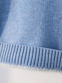 SHEIN 男婴/女婴卡其色休闲简约高领毛衣，秋冬季