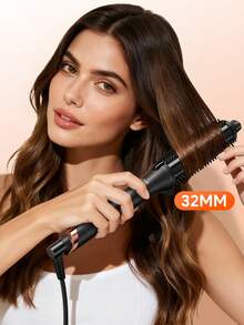 JMMO Thermal Brush Curling Brush, Blowout Heated Round Volumizer, Hair Straightener & Curler & Comb 3 In 2, Negative Ion For Smoother, LCD Display-US Plug - 美規A型插(110-127V) - 查看 2