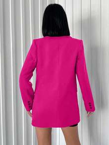 EURMUSE Women's Fashionable Versatile Solid Color Blazer Jacket - Hot Pink - View 2
