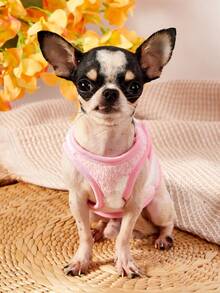 PETSIN 1pc White Love Pet Vest, Pink Autumn And Winter With Plush Warm Flannel Warm Pet Clothes - Pink - View 5