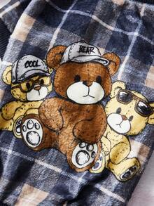 PETSIN 1 Piece Of Three Teddy Bear Plaid Flannel Pet , Black Flannel Thick Warm Pet Clothing - Multicolor - View 8