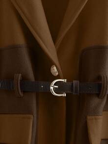 GlowEve Women's Wool Blend Blazer With Lapel Design, Cinched Waist Waist, Slim Fit, Casual/Business Elegant French Style, Khaki/Beige, Long Sleeve, Autumn/Winter - Multicolor - View 6