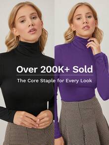 MOTF PREMIUM WOMEN'S TURTLENECK FITTED LONG SLEEVE KNIT T-SHIRT