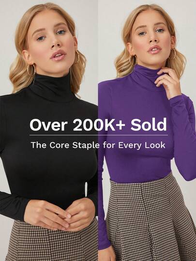 MOTF PREMIUM WOMEN'S TURTLENECK FITTED LONG SLEEVE KNIT T-SHIRT