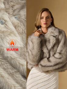 Briarwyn 女士时尚仿毛领夹克，秋冬 - 米色 - 查看 2