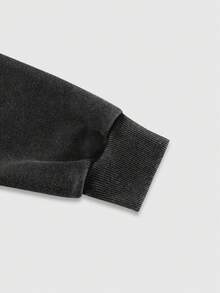 ROMWE MEN Men's Casual Letter Print Hoodie Sweatshirt, Autumn - Black - View 4