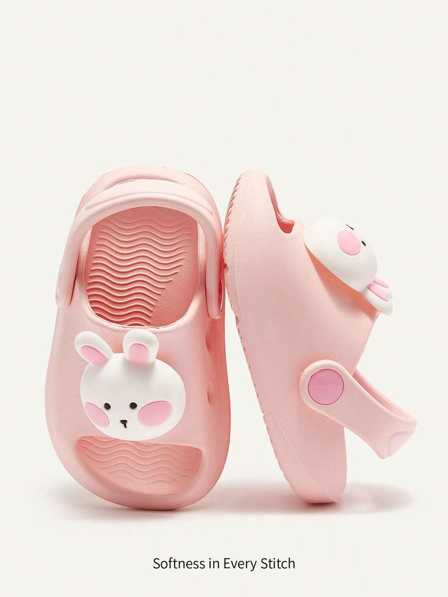 Cozy Pixies 1 Pair Breathable Rabbit Design Cute Casual Outdoor Slip-On Anti-Slip Lightweight Flat Baby Sandals - Pink - View 1