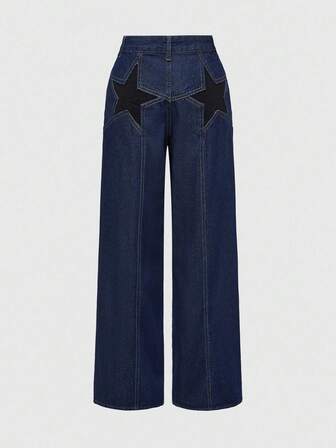 Grunge Punk Jeans a vita ultra bassa, con stampa di stelle, stile Y2K baddie, gamba dritta e ampia