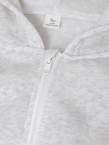 SHEIN 少女纯色时尚蝴蝶结卫衣外套，采用舒适的抓绒面料，时尚的袖子设计，整体展现青春活力少女风，适合返校季或日常户外穿着。 - 白色 - 查看 4
